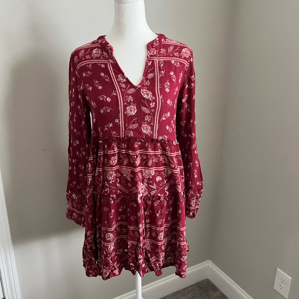 Knox Rose Burgundy Floral Long Sleeve Dress